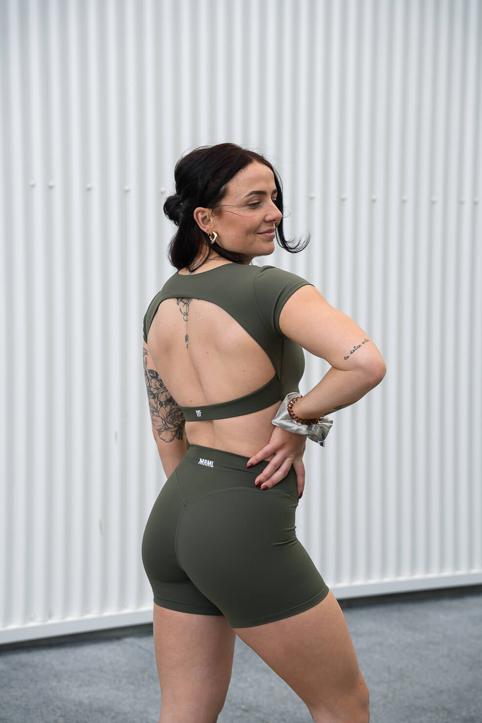 Brassière short legging kaki-05